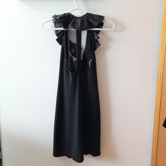 Women's Black Ruffle T-back Bodycon Mini Dress - Picture 2 of 7
